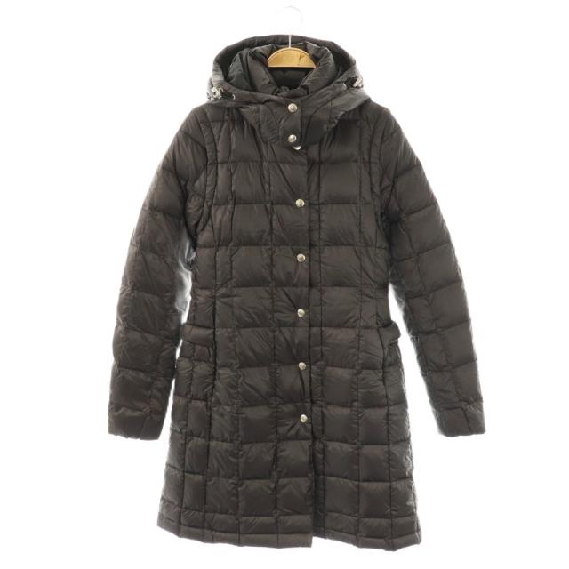 【中古】タイオン TAION EXTRA ダウンコート ジップアップ ロング S ブラック /HK ■OS レディース