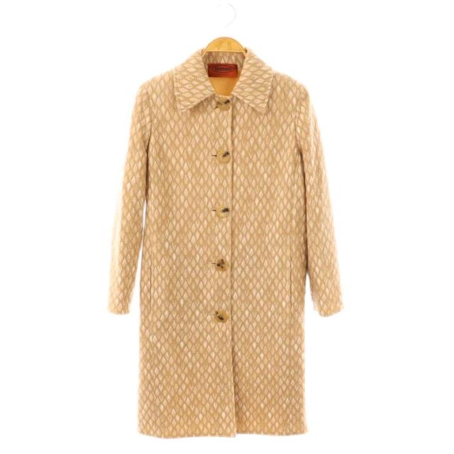 【中古】ミッソーニ MISSONI 総柄コート 40 ベージュ ホワイト /DO ■OS レディース