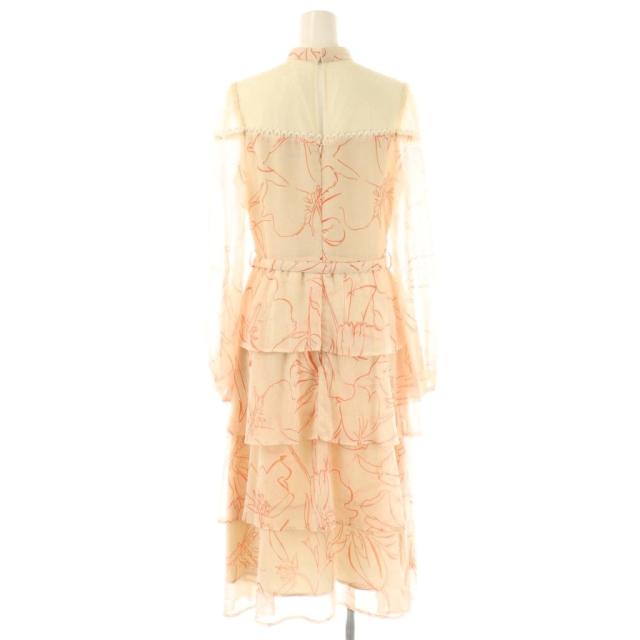 【中古】エラディエ Print ruffle tiered dress F アイボリー ピンク プリント ラッフル ティアード ワンピース