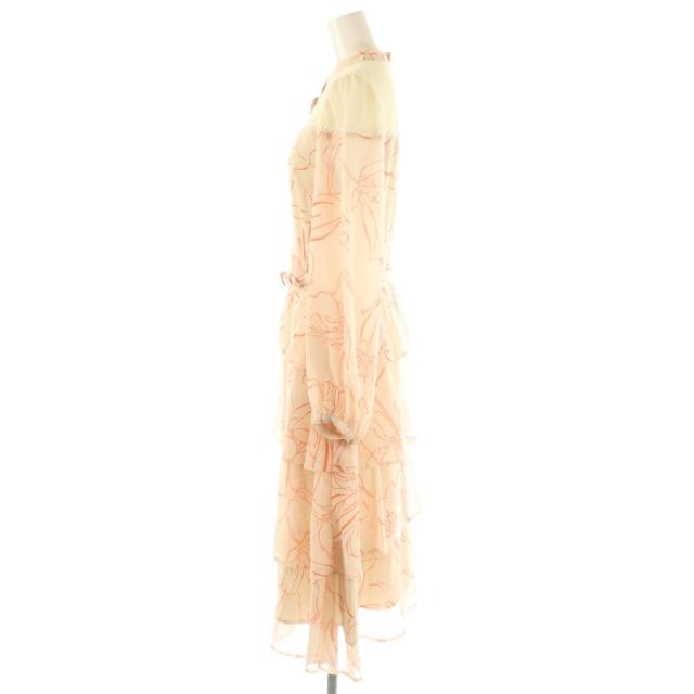 【中古】エラディエ Print ruffle tiered dress F アイボリー ピンク プリント ラッフル ティアード ワンピース