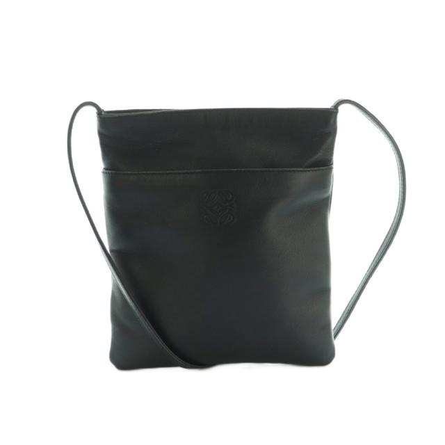 【中古】ロエベ LOEWE アナグラム サコッシュ ショルダーバッグ レザー ロゴ型押し ブラック 黒 ■SH レディース