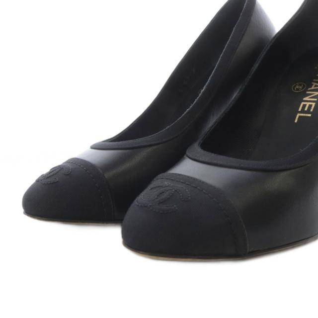 【中古】シャネル CHANEL パンプス ピンヒール ココマーク レザー 36.5C ブラック /YO30 レディース