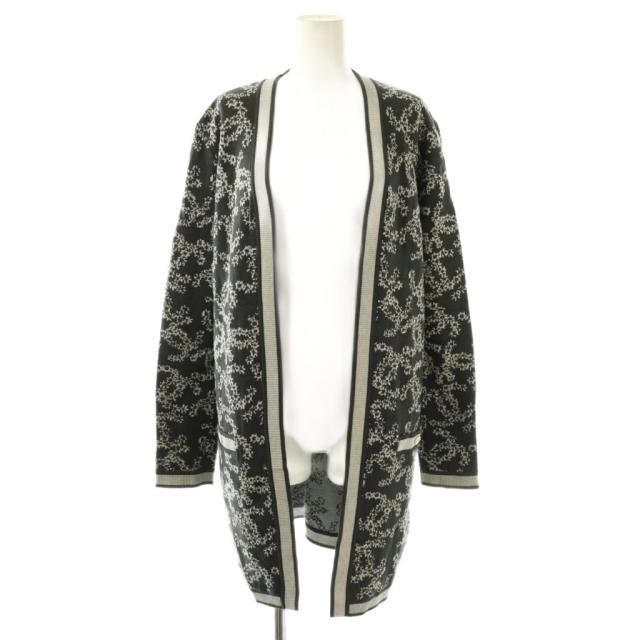 【中古】シャネル CHANEL P60729K46389 総柄 ロングカーディガン ニット 長袖 コットン 36 ダークグレー グレー