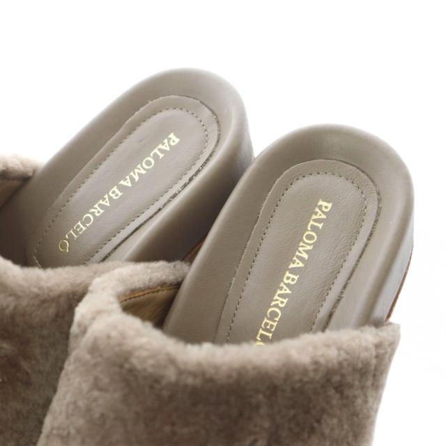 【中古】パロマバルセロ PALOMA BARCELO ARIEL ムートンサボ サンダル チャンキーヒール 36 23.5cm トープ ブラウン