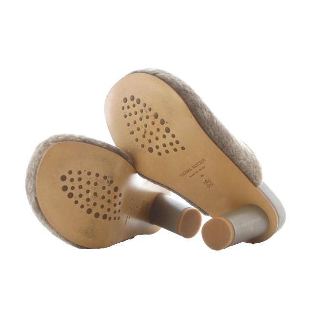 【中古】パロマバルセロ PALOMA BARCELO ARIEL ムートンサボ サンダル チャンキーヒール 36 23.5cm トープ ブラウン