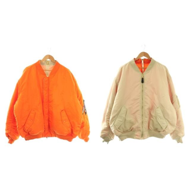 【中古】ヴェトモン × ALPHA リバーシブル ダブルジップ ボンバージャケット アウター XS ライトベージュ オレンジ