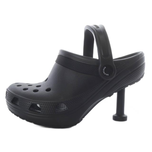 【中古】未使用品 バレンシアガ Crocs Madame サンダル ピンヒール ストラップ 37 ブラック /YO12 ■SH レディース