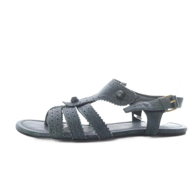 【中古】バレンシアガ BALENCIAGA arena sandals サンダル フラット ストラップ レザー 37.5 グレー