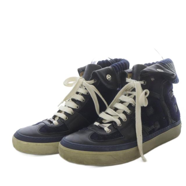 【中古】ジミーチュウ JIMMY CHOO レザー ハイカットスニーカー ネイビー【サイズ41 1/2】【メンズ】 中古】ジミーチュウ JIMMY CHOO スニーカー ハイカット 41 ブラック