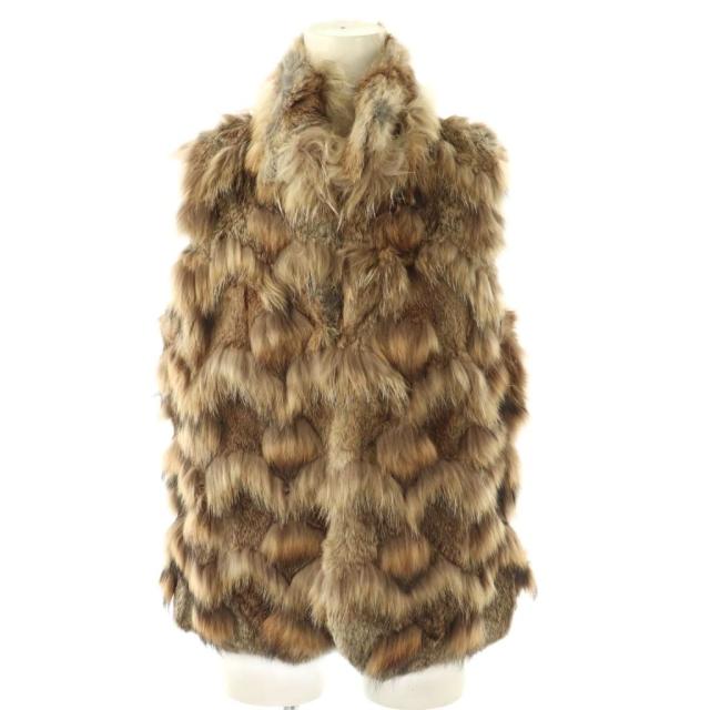 【中古】セオリー Theory ラクーン×ラビット ファーベスト 前開き S ベージュ 茶 /NR ■OS レディース