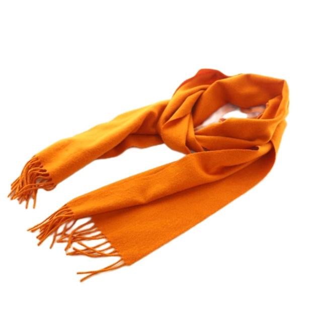 【中古】ジョンストンズオブエルガン Johnstons of Elgin マフラー フリンジ カシミヤ オレンジ /MI ■OS レディース