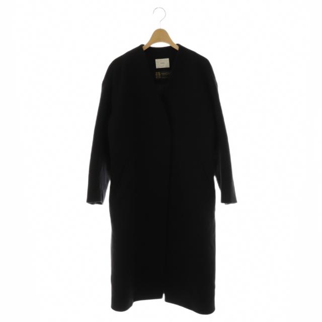 【中古】イエナ IENA MANTECO ノーカラーコート アウター 34 ブラック /CX ■OS ■SH レディース