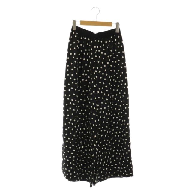 【中古】ルルウィルビー 24SS サテンドットドロストパンツ イージー ワイド 1 ブラック 黒 ホワイト 白 /CX ■OS