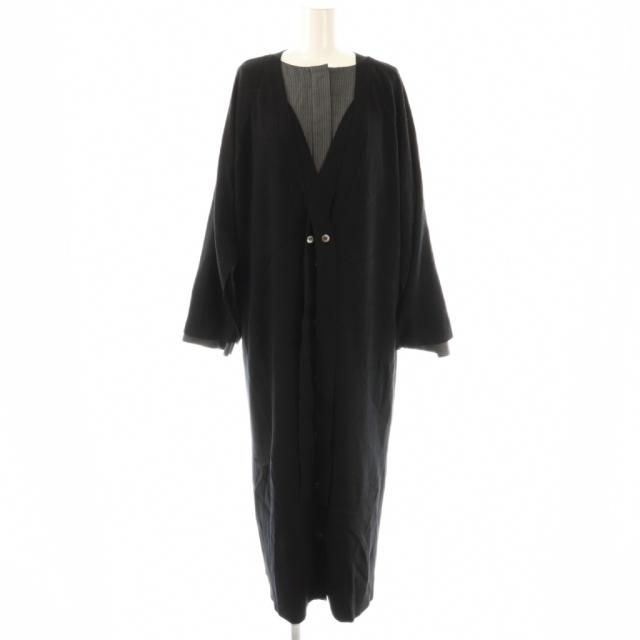 【中古】アドーア ADORE レイヤードストライプワンピース カーディガン 38 チャコールグレー ブラック /ES ■OS