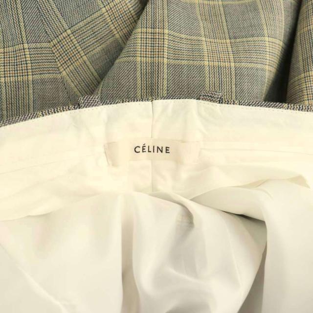 【中古】セリーヌ CELINE フィービー期 チェックタックワイドパンツ 38 ネイビー ベージュ /DF ■OS レディース_5