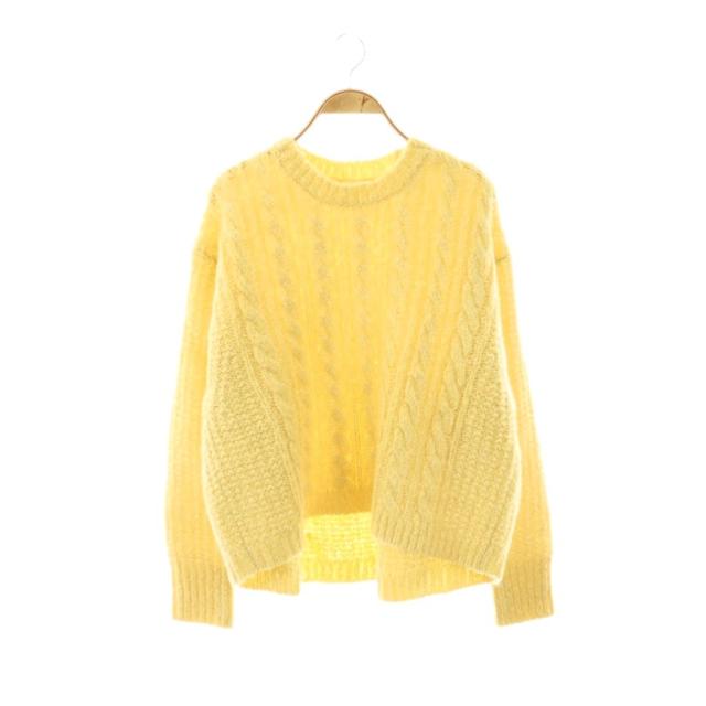 【中古】ヌキテパ Wool Mohair Aran Pattern Pullover ニット セーター ケーブル イエロー /DO ■OS ■SH
