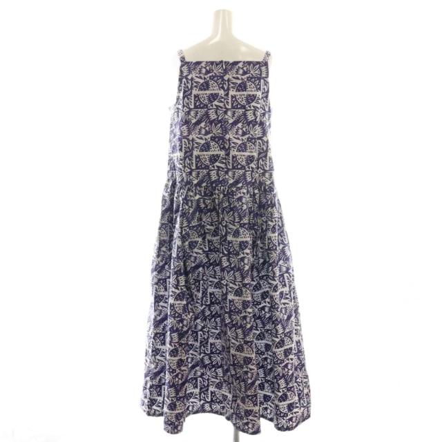 【中古】マーラカランコエン mala KALANCHOE POPLIN DRESS ワンピース ノースリーブ ロング コットン 白 紫 黒