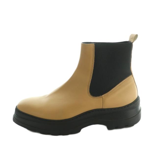 【中古】ペリーコ サニー Lasalle ショートブーツ チェルシーブーツ サイドゴア 39 25.0-25.5cm ベージュ 黒 PM210027