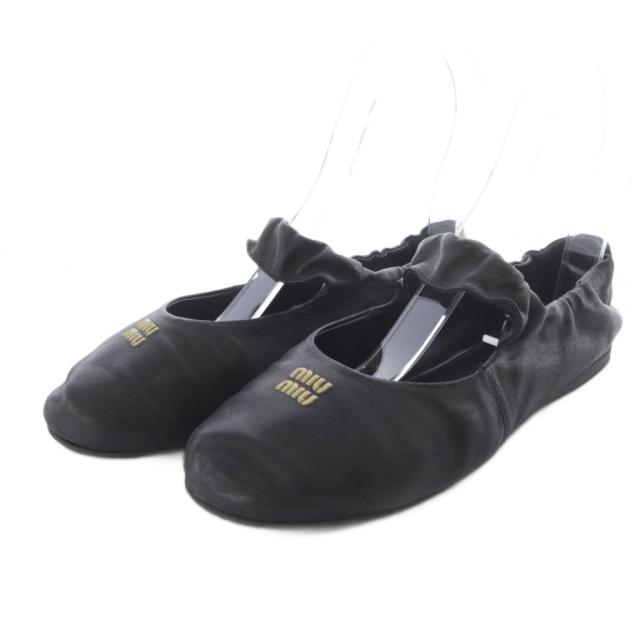 中古】ミュウミュウ miumiu ルーシュ ナッパレザー バレリーナ バレエ