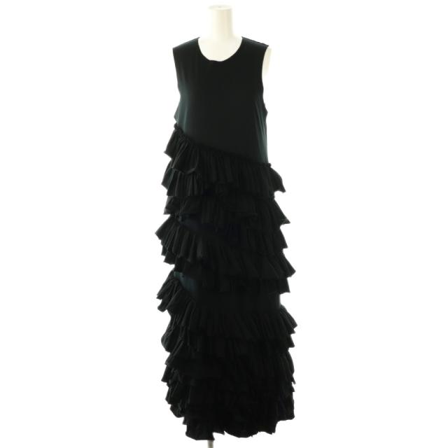 中古】シーニュ Cygne ティアードフリルノースリーブロングワンピース  