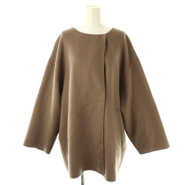 【中古】スローブ イエナ HAMILTONダブルフェイスウールショートコクーンコート アウター モカ /DO ■OS