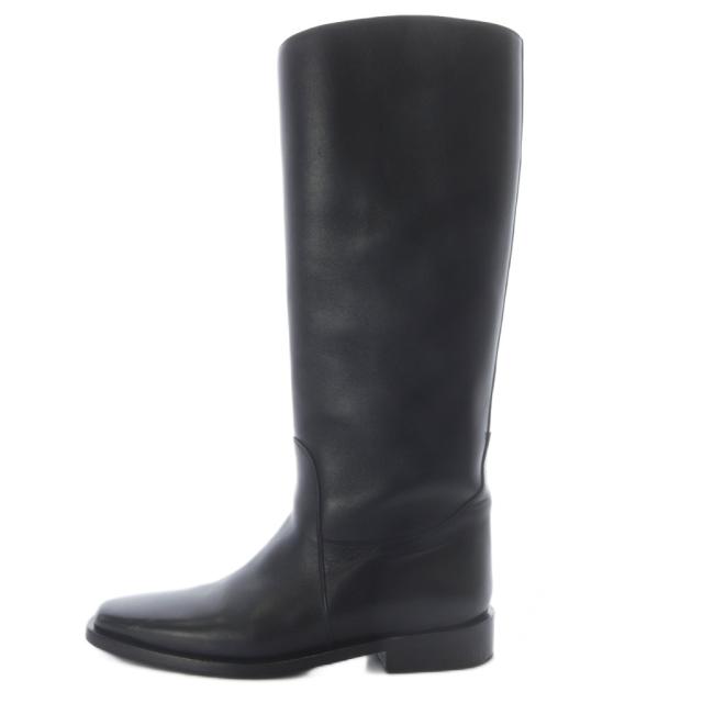 【中古】未使用品 ケイト KHAITE wooster leather knee high bootsブーツ ロング ローヒール レザー 37 ブラック
