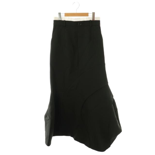 【中古】エンフォルド ENFOLD 25SS 3D Mermaid Skirt スカート 38 ブラック ホワイト /DO ■OS レディース