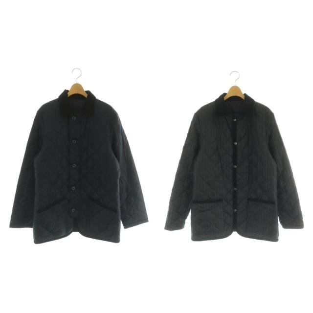 【中古】マッキントッシュフィロソフィー リバーシブル キルティングジャケット ダウン コーデュロイ 42 紺