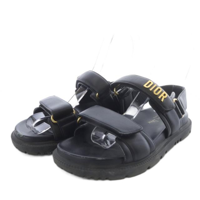 【中古】クリスチャンディオール Christian Dior ディオールアクト DIORACT スライドサンダル ベルクロ 36.5 ブラック
