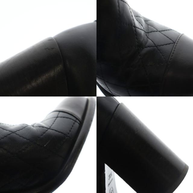 【中古】シャネル CHANEL ショートブーツ チャンキーヒール レザー 36.5 黒 ブラック キルティング ココマーク /AQ