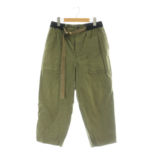 【中古】サカイ sacai OXFORD PANTS CLOPPED テーパードパンツ 0 カーキ 19-02071M /DF ■OS ■SH メンズ