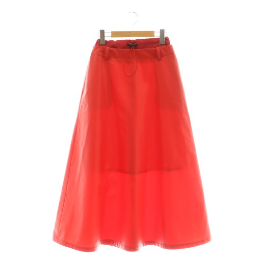 【中古】キシダミキ KISHIDAMIKI faux leather midi skirt スカート フレア ダブルウエスト レッド /CX ■OS