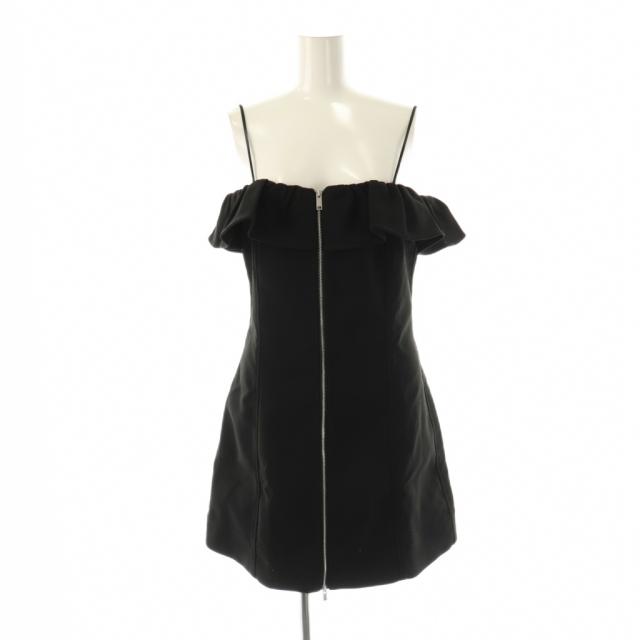 【中古】未使用品 ガニー GANNI 24SS F9051 Bonded Crepe Mini Dress キャミワンピース ミニ 36 ブラック /ES ■OS