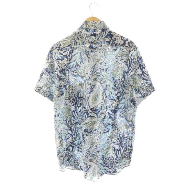 【中古】エトロ ETRO ペイズリー柄 半袖シャツ 総柄 ブルー マルチカラー /CX ■OS メンズ_1