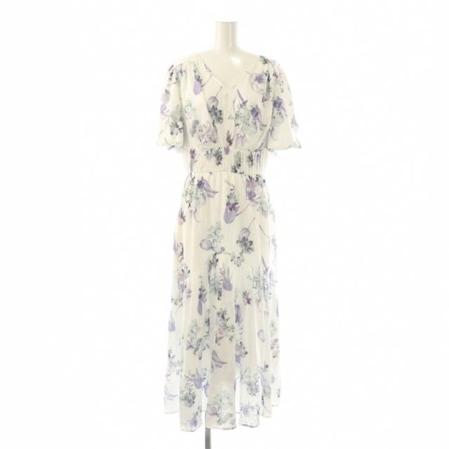 【中古】ハーリップトゥ 25SS Spring Bouquet Satin Dress ワンピース S ホワイト マルチカラー /DO ■OS