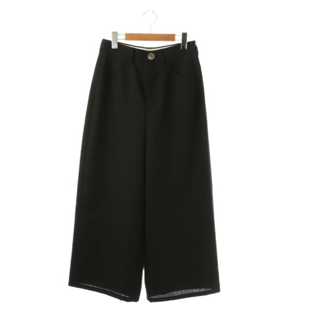 【中古】エンフォルド ENFOLD 26SS WIDE TROUSERS パンツ ワイド 38 ブラック /HK ■OS レディース