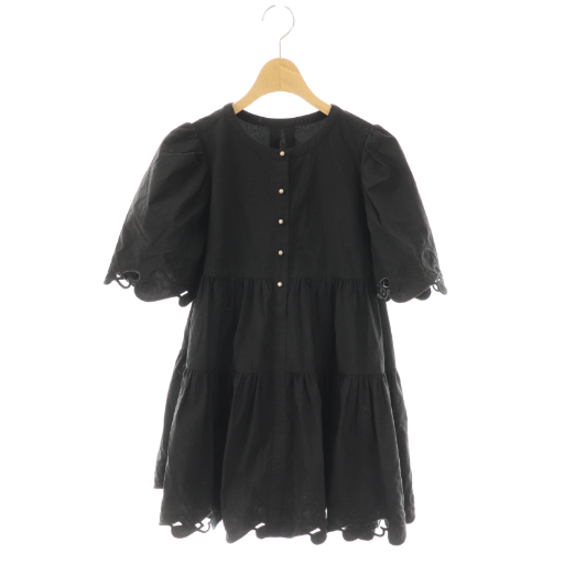 【中古】セルフォード CELFORD HANAE MORI 25SS ハートエンブロイダリーチュニック 半袖 F ブラック /HK ■OS