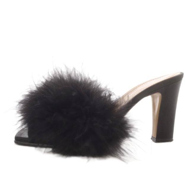 【中古】マルタンマルジェラ 22 24SS Fur Mules ファーミュールサンダル ハイヒール 36 ブラック S58WP0270