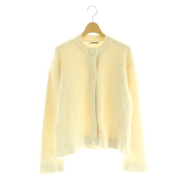 【中古】ジルサンダー 23AW カーディガン クルーネック アルパカ混 ウール混 36 アイボリー J02HP0008 レディース