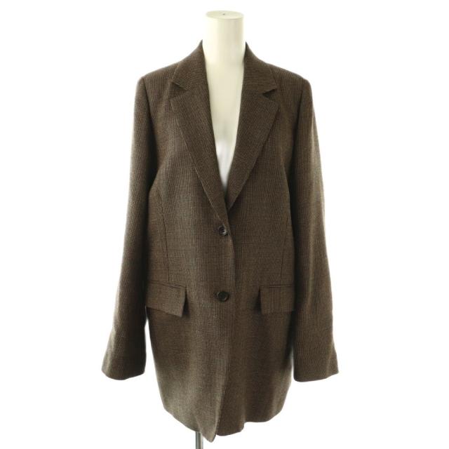 【中古】Lisiere L'Appartement リジェール アパルトモン チェックダブルジャケット テーラード 36 ブラウン /HK