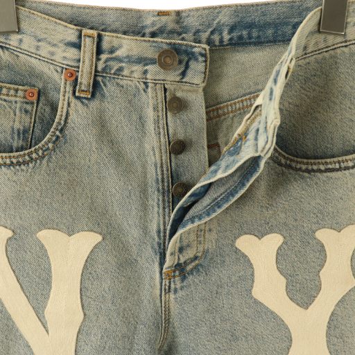 【中古】グッチ GUCCI ×MLB 23年 NY Yankees Patch Denim デニム ジーンズ ロゴ 25 ライトブルー /CX ■OS_3