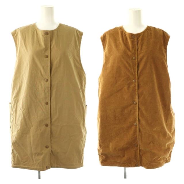 【中古】未使用品 ラボレイトリー REVERSIBLE MOUNTAINEER LONG VEST ベスト リバーシブル LA405 F ベージュ