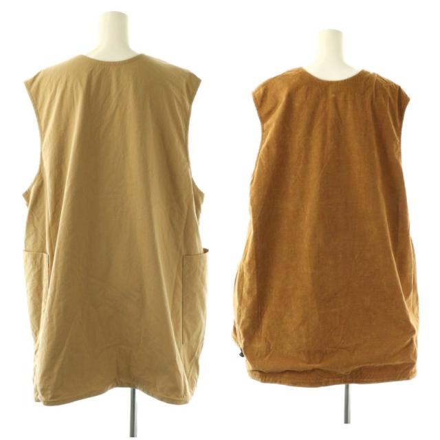 【中古】未使用品 ラボレイトリー REVERSIBLE MOUNTAINEER LONG VEST ベスト リバーシブル LA405 F ベージュ_1