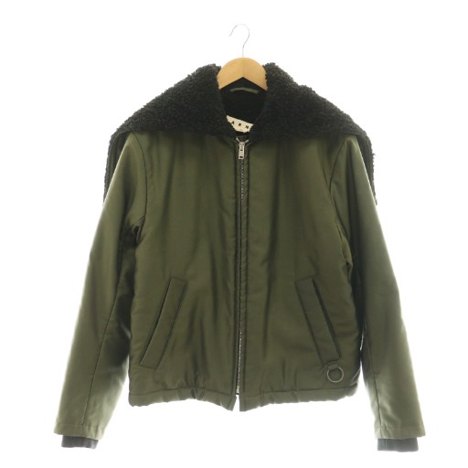 【中古】マルニ MARNI ボア ボンバージャケット アウター 40 カーキ ブラック JUMU0005LQ /CX ■OS メンズ