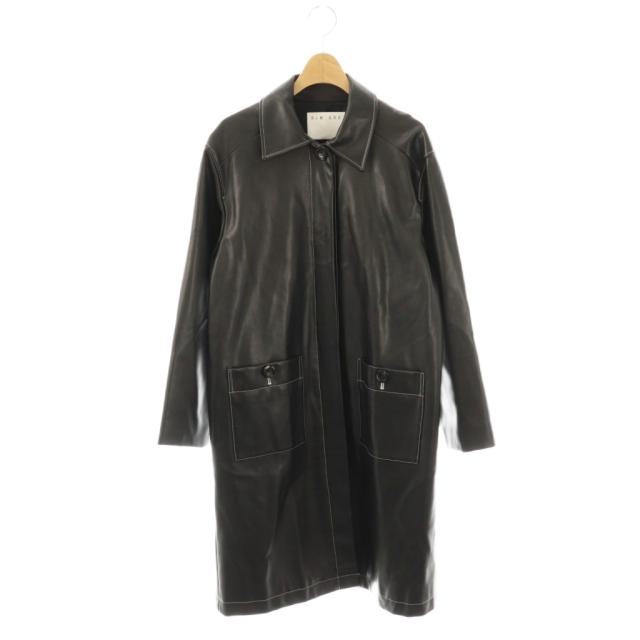 【中古】リム弧線 rim.ark  Design stitch middle CT 厚地の外套 F 黒いこと /DO ■os レディース