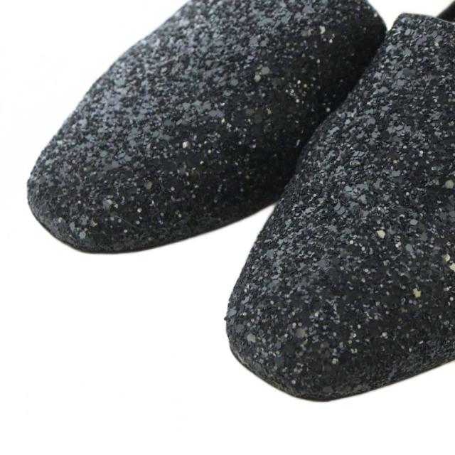 【中古】ジミーチュウ パンプス フラットシューズ 35 22cm 22.5cm 黒 ブラック グリッター加工 スクエアトゥ /RI