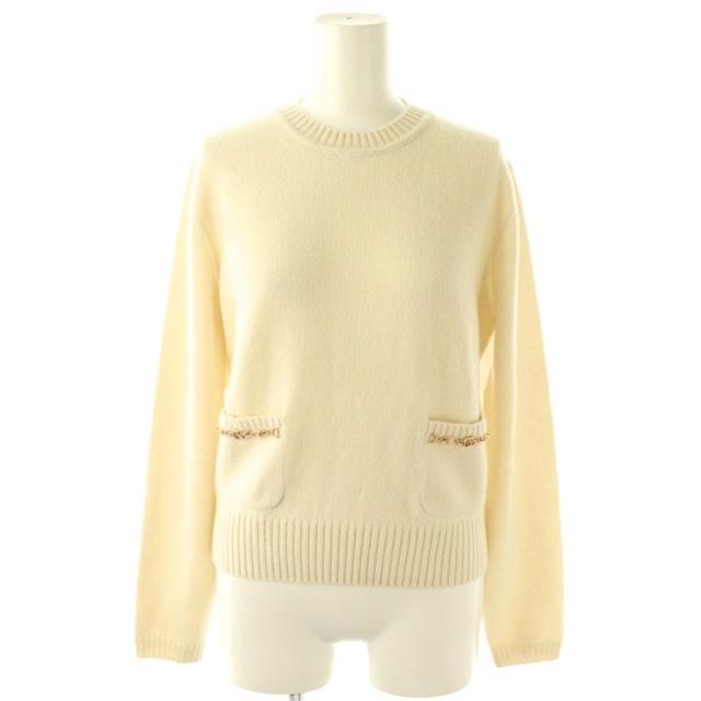 【中古】グッチ GUCCI GGロゴチェーン装飾カシミヤニット セーター XS オフホワイト 662179 /DO ■OS レディース