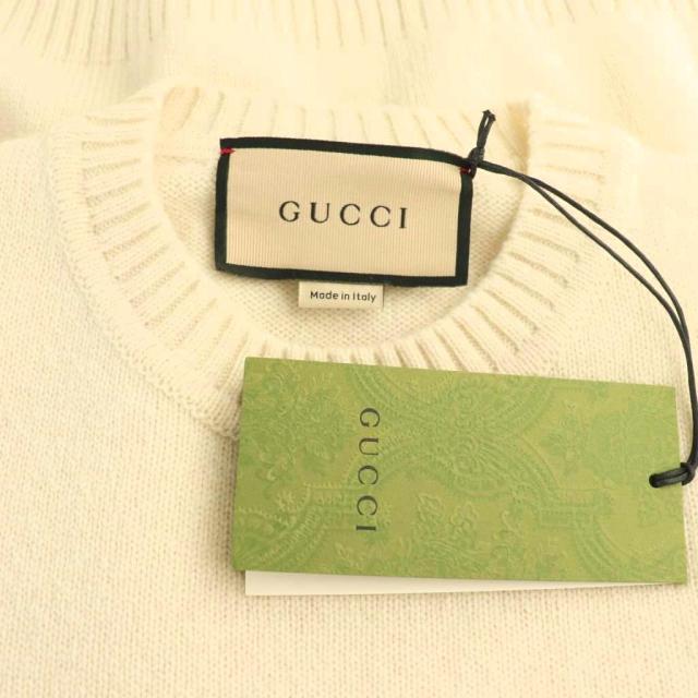 【中古】グッチ GUCCI GGロゴチェーン装飾カシミヤニット セーター XS オフホワイト 662179 /DO ■OS レディース
