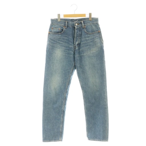 【中古】サンローラン パリ SAINT LAURENT PARIS ワイドデニムパンツ ジーンズ ボタンフライ 28 ブルー 816412 /CX