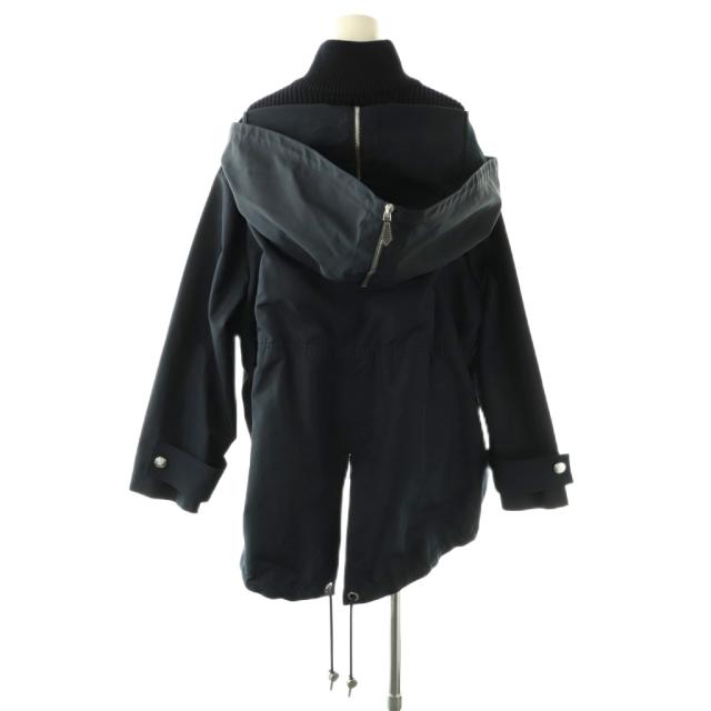 【中古】バーバリー BURBERRY ニット切替フーデッドメタルボタンジャケット 34 ネイビー /DO ■OS レディース_1